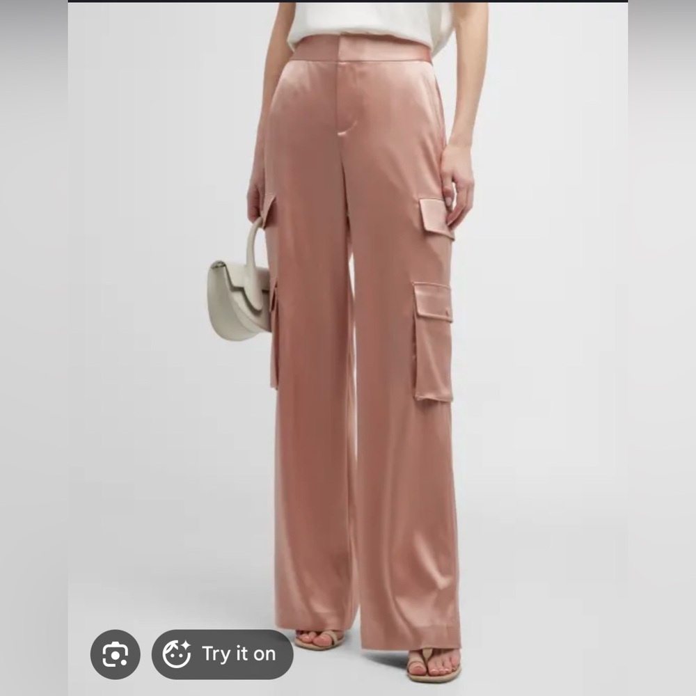 Alice + Olivia Dusty Rose Wide-Leg Cargo Satin Pants
